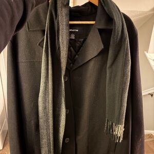 Claiborne Men's Black Trench Coat with Scarf